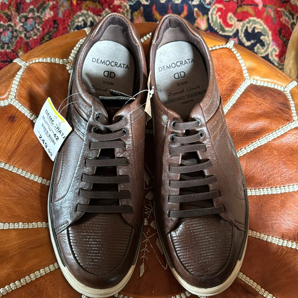 Democrata Mens Leather Casual Espresso Brown shoes